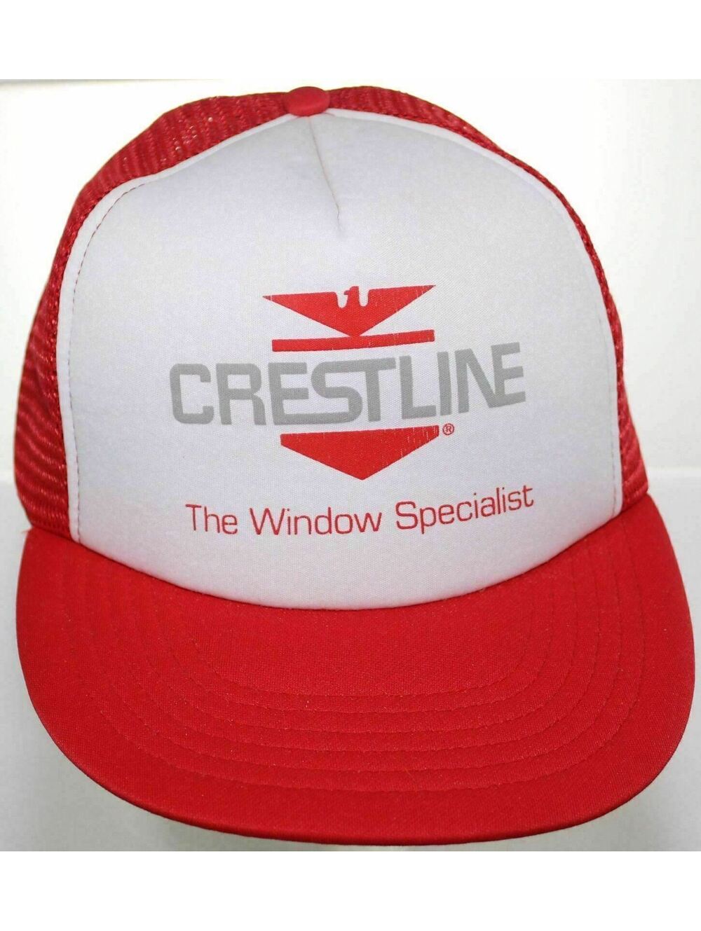 VTG Crestline The Window Specialist Trucker Hat Reynolds Snapback Cap Red/White
